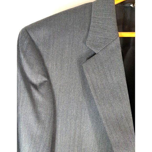 Mens Jos A Bank Signature Blazer Sports Coat Wool Gray Herringbone Business 44L - Picture 3 of 6